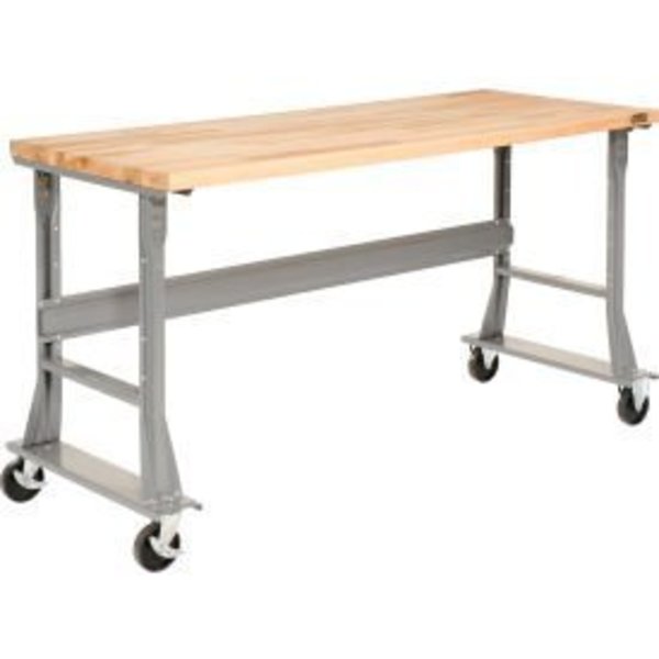 Global Equipment 60 x 36 Mobile Fixed Height Flared Leg Workbench - Maple Square Edge Gray 183430A